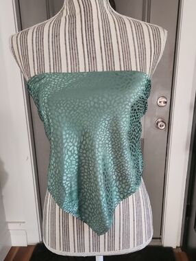 Animal Print Handkerchief Satin Scarf Top